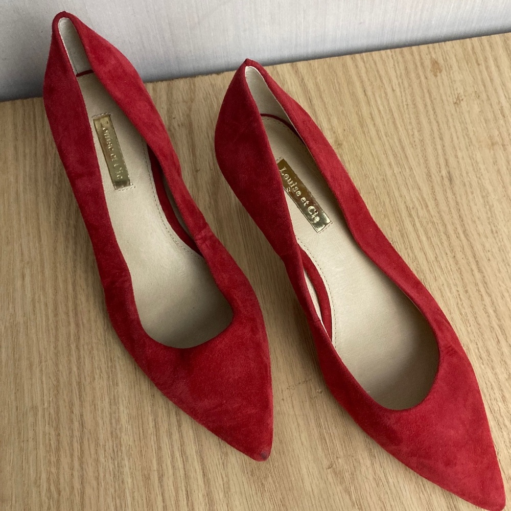 Louis et Cie Red Suede Pointed Heels 6.5